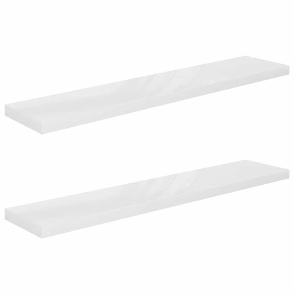 vidaXL Estante flotante pared 2 uds MDF blanco brillo 120x23,5x3,8 cm