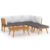 vidaXL Muebles de jard&iacute;n 6 piezas con cojines madera maciza de acacia