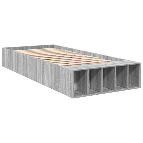 vidaXL Estructura de cama madera de ingenier&iacute;a gris Sonoma 90x200 cm