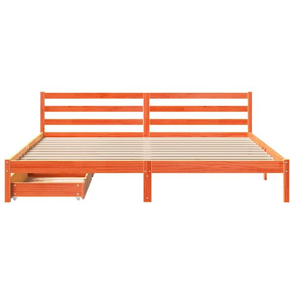 vidaXL Cama sin colchón madera maciza de pino marrón cera 180x200 cm