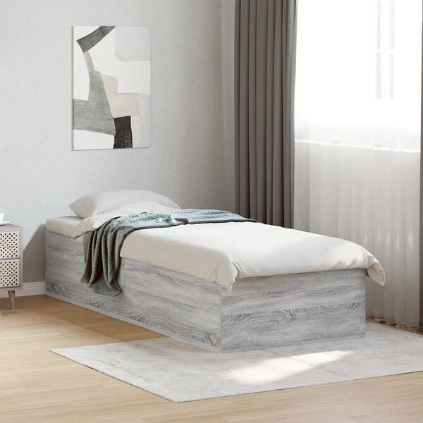 vidaXL Estructura de cama madera de ingenier&iacute;a gris Sonoma 90x200 cm