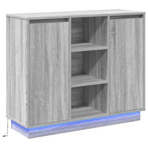 vidaXL Aparador LED Gris Sonoma 90 x 32 x 75 cm Madera de ingenier&iacute;a
