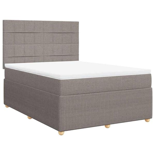 vidaXL Cama box spring con colch&oacute;n tela gris taupe 160x200 cm
