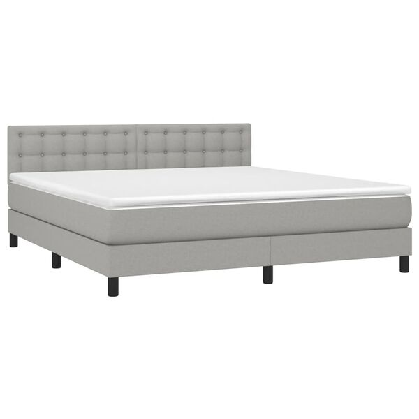 vidaXL Cama box spring con colch&oacute;n tela gris claro 180x200 cm