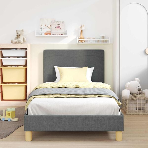 vidaXL Cama para niños con cabecero Gris oscuro 90 x 190 cm tela
