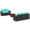 vidaXL Set de sof&aacute;s de jard&iacute;n 6 pzas con cojines rat&aacute;n sint&eacute;tico negro