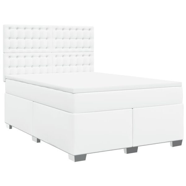 vidaXL Cama box spring con colch&oacute;n cuero sint&eacute;tico blanco 140x200cm