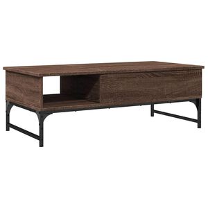 vidaXL Mesa de centro madera ingenier&iacute;a metal marr&oacute;n 100x50x35 cm