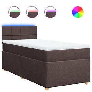 vidaXL Cama box spring con colch&oacute;n tela marr&oacute;n oscuro 90x190 cm
