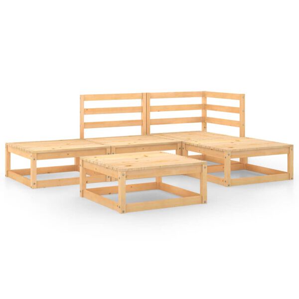 vidaXL Juego de muebles de jardín 5 piezas madera maciza de pino