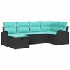 vidaXL Conjunto de sof&aacute; de jard&iacute;n 6 pcs Negro rat&aacute;n sint&eacute;tico