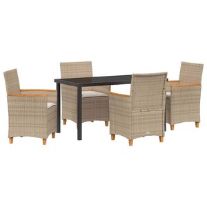 vidaXL Conjunto de Comedor de Jard&iacute;n 5 pcs Beige rat&aacute;n sint&eacute;tico