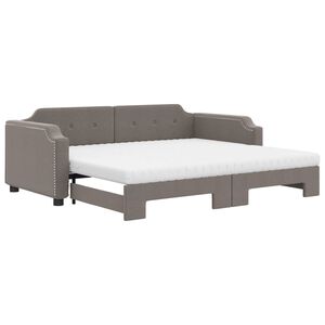 vidaXL Sof&aacute; cama nido con colch&oacute;n tela gris taupe 90x200 cm