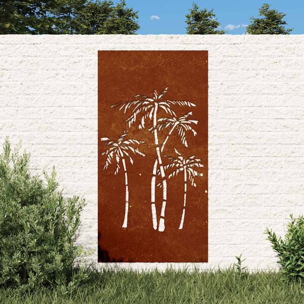 vidaXL Adorno de pared de jard&iacute;n acero corten dise&ntilde;o palmera 105x55 cm