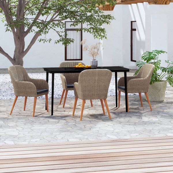 vidaXL Juego de comedor de jardín 5 piezas con cojines marrón