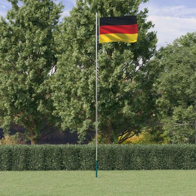 vidaXL Mástil y bandera de Alemania aluminio 6,23 m