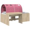 vidaXL Cama alta para ni&ntilde;os con escritorio 3 uds. Roble Sonoma y Rosa