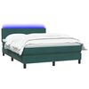 vidaXL Cama box spring con colch&oacute;n y LED terciopelo verde oscuro 160x220 cm