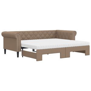 vidaXL Sof&aacute; cama nido con colch&oacute;n cuero sint&eacute;tico cappuccino 90x200 cm