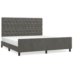vidaXL Estructura de cama sin colch&oacute;n terciopelo gris oscuro 160x200cm