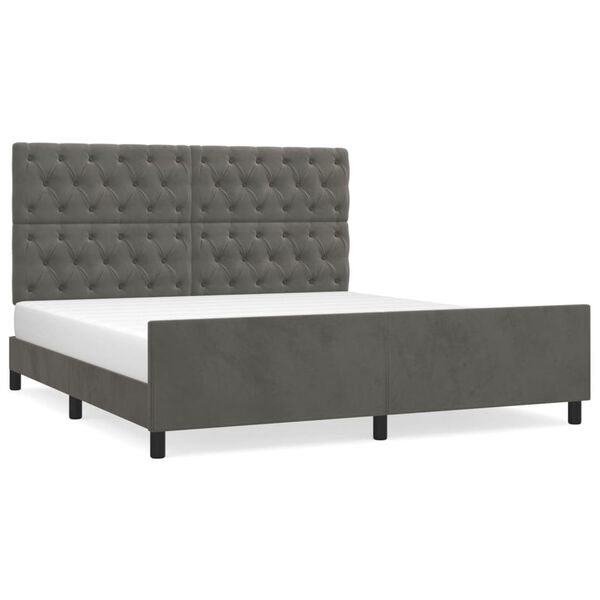 vidaXL Estructura de cama sin colch&oacute;n terciopelo gris oscuro 160x200cm