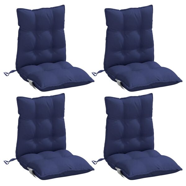 vidaXL Cojines para silla respaldo bajo 4 uds tela Oxford azul marino