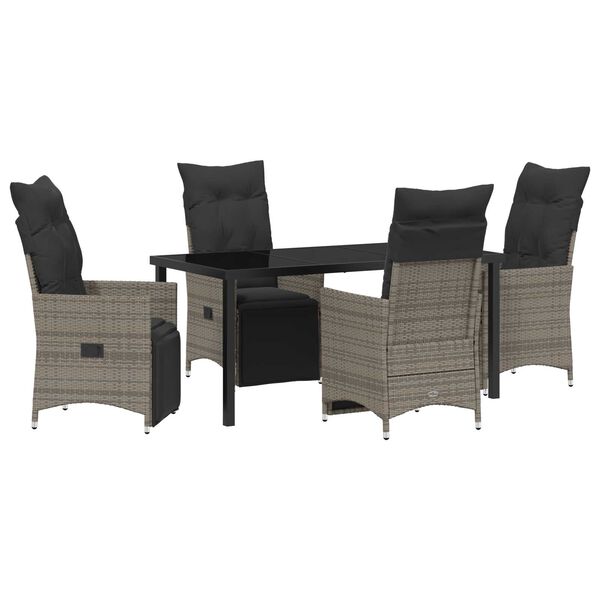 vidaXL Conjunto de Comedor de Jardín 5 pcs Gris ratán sintético