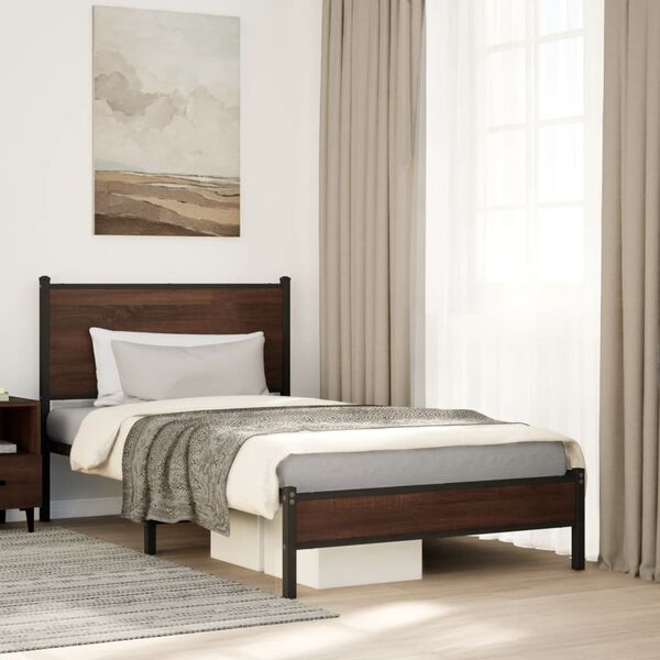 vidaXL Estructura de cama sin colchón metal marrón roble 100x190 cm