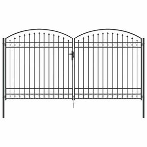 vidaXL Puerta de cerca con cerradura Gris 301 x 224.5 cm Acero
