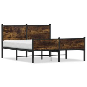 vidaXL Estructura de cama sin colch&oacute;n metal roble ahumado 140x190 cm