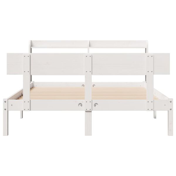 vidaXL Estructura de cama sin colch&oacute;n madera de pino blanco 135x190 cm