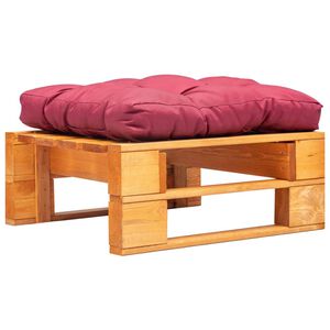 vidaXL Otomana de jard&iacute;n de pal&eacute;s coj&iacute;n rojo madera marr&oacute;n miel
