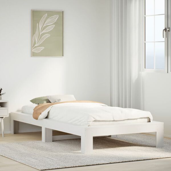 vidaXL Estructura cama sin colchón madera maciza pino blanca 100x200cm
