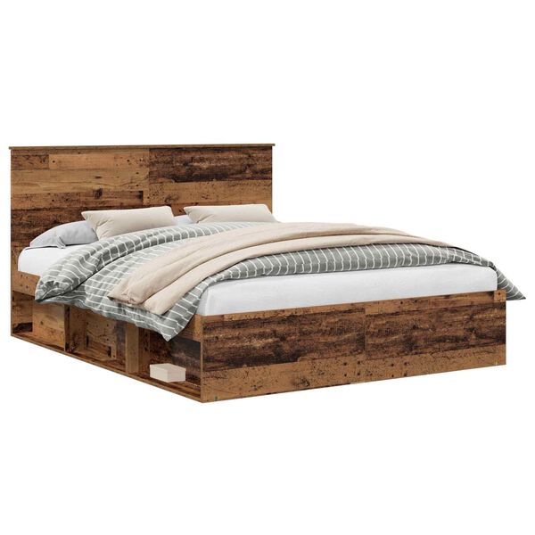 vidaXL Estructura de cama con cabecera Madera vieja 160 x 200 cm