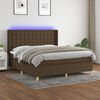 vidaXL Cama box spring colch&oacute;n luces LED tela marr&oacute;n oscuro 160x200cm