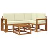 vidaXL Conjunto de sof&aacute;s de exterior con coj&iacute;n 5 pcs Natural y Crema