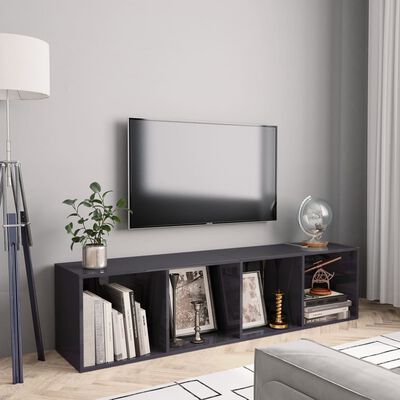 vidaXL Estantería/mueble de TV gris brillo 143x30x36 cm