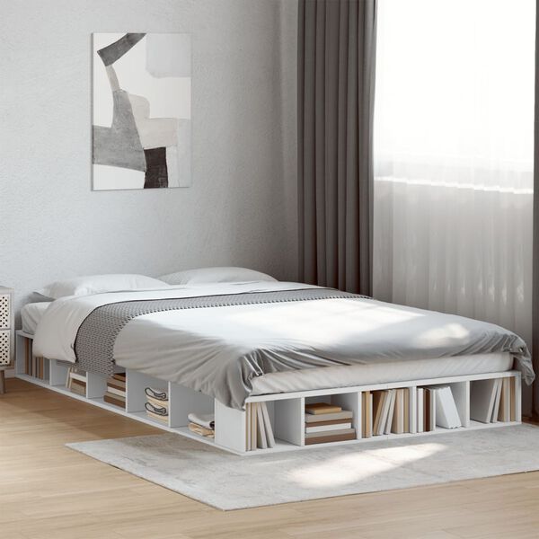 vidaXL Estructura de cama madera de ingenier&iacute;a blanca 120x190 cm