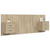 vidaXL Cabecero de cama con mesitas madera contrachapada roble Sonoma