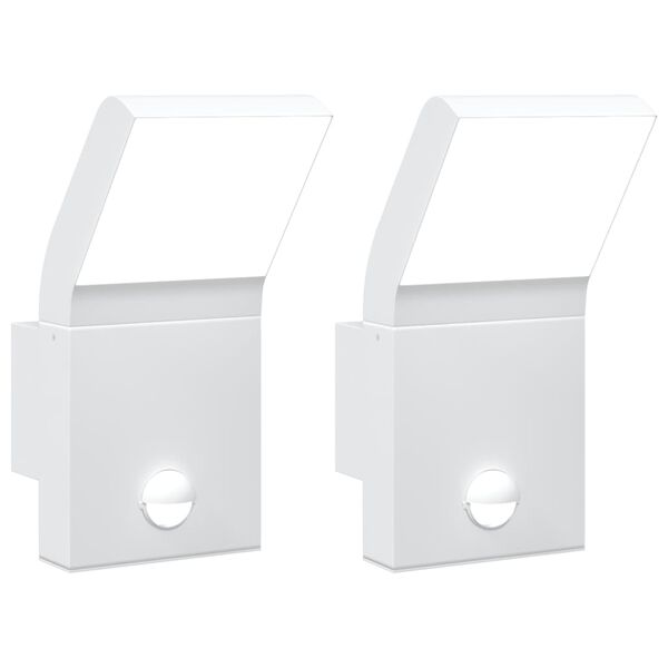 vidaXL L&aacute;mparas de pared LED exterior con sensor 2 uds aluminio blanco