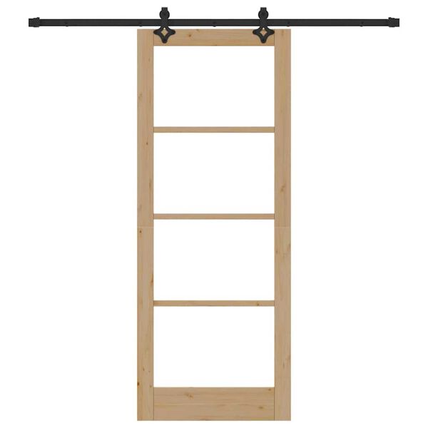 vidaXL Puerta Corredera ORKDAL Natural y negro 83 x 211 cm