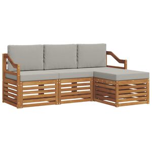 vidaXL Conjunto de sof&aacute;s de exterior 4 uds. Gris Natural y Claro