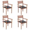 vidaXL Sillas de jard&iacute;n 4 uds madera de teca y cojines gris antracita