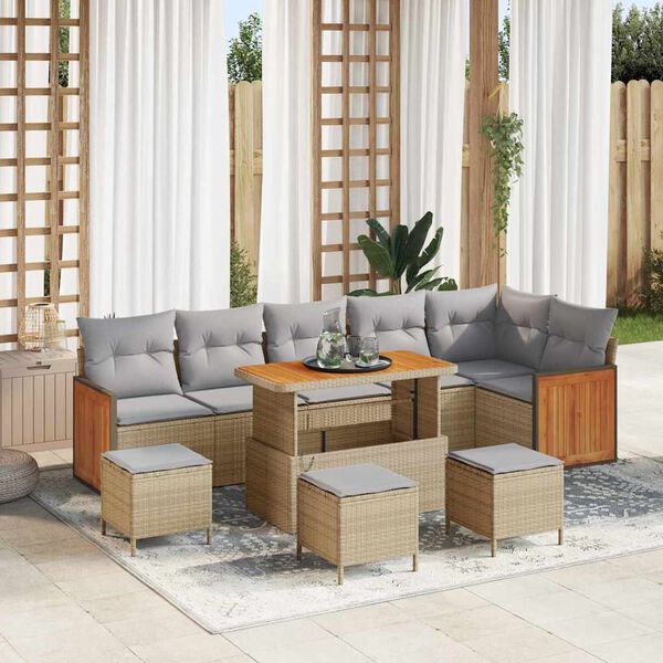 vidaXL Conjunto de sof&aacute;s de jard&iacute;n con coj&iacute;n 12 pcs Beige y Gris Claro