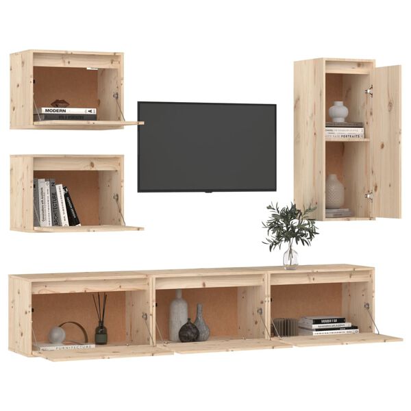vidaXL Muebles para TV 6 piezas madera maciza de pino