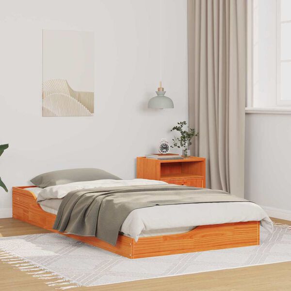 vidaXL Estructura de cama Marrón cera 90 x 190 cm