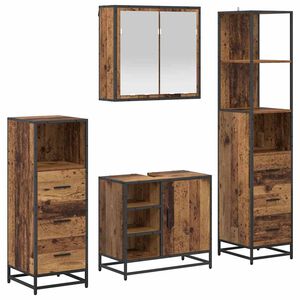 vidaXL Juego de muebles de ba&ntilde;o con caj&oacute;n 4 pcs Madera envejecida