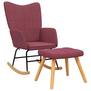 vidaXL Silla mecedora con reposapi&eacute;s tela rojo tinto