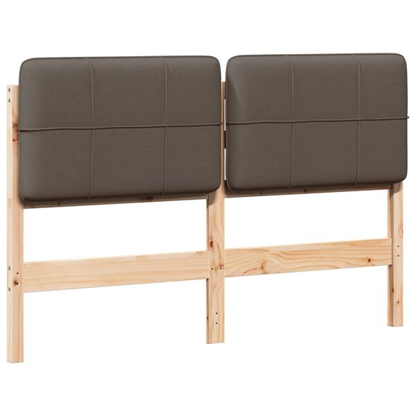 vidaXL Cabecero tapizado Marr&oacute;n y topo 140 cm Madera de pino macizo
