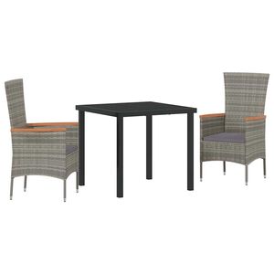 vidaXL Conjunto de Comedor de Jard&iacute;n con coj&iacute;n 3 pcs Gris